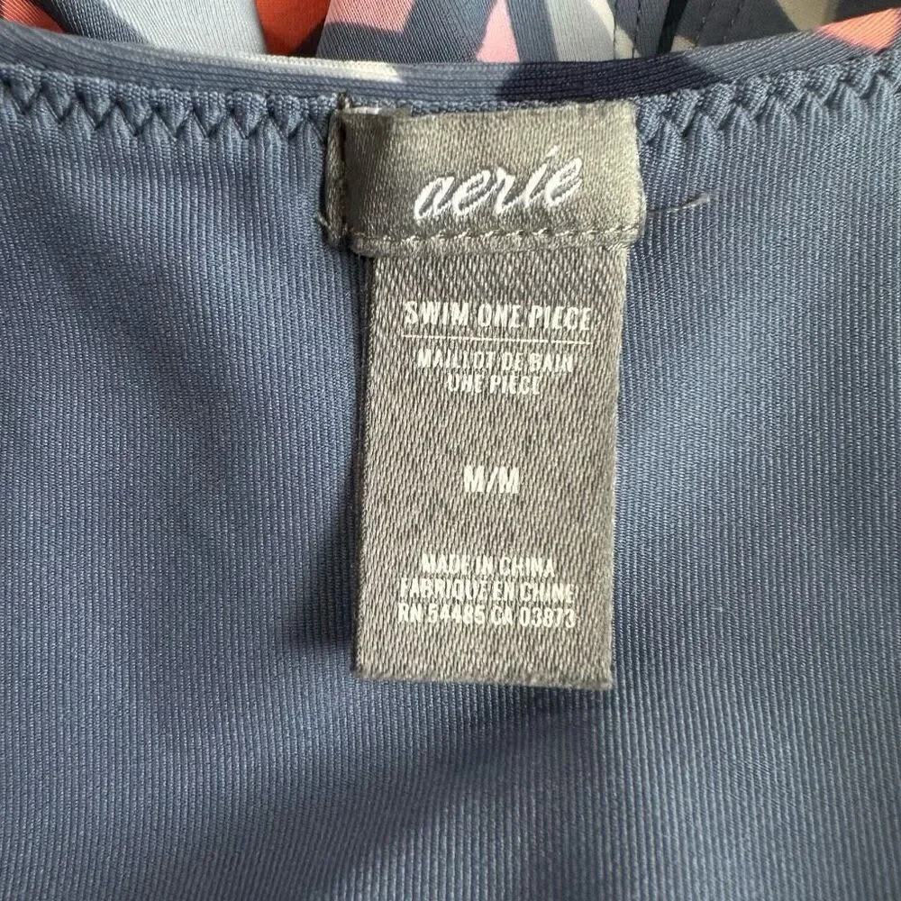 Aerie Geometric Print Voop Neck One Piece Swimsuit size Medium